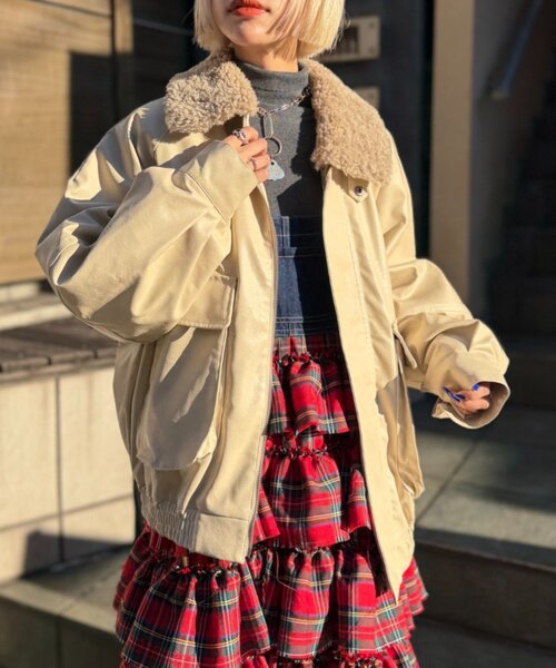 w closet（ダブルクローゼット） ブルゾン アウター ボア付きフェイク