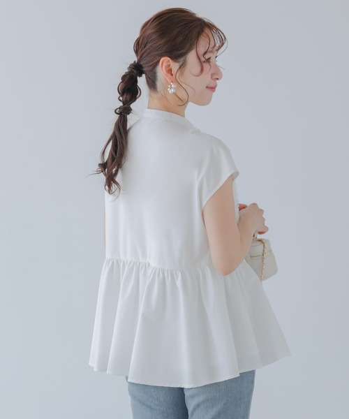 Fit more（フィットモア） ブラウス シャツ フロントフリルペプラム