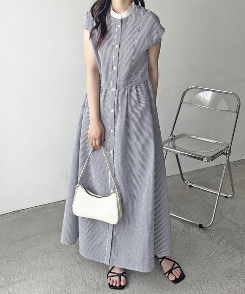 GeeRA（ジーラ） シャツワンピース 夏にぴったり。ウエストギャザー