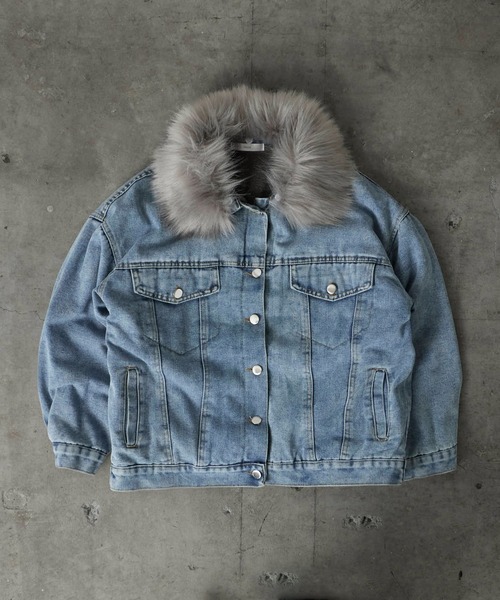 Chick デニムジャケット gジャン Faux Fur Trim 2nd Denim Jacket