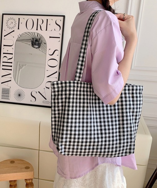 Mignonjour トートバッグ FReePLACe/A4サイズ ギンガムチェックトート