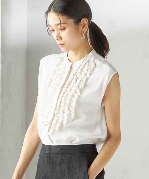 SHIPS（シップス） ブラウス シャツ 「手洗い可能」麻混 フロント