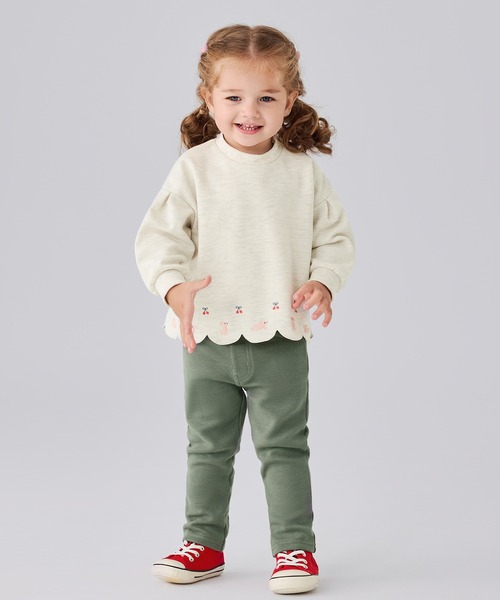 Combi mini トレーナー T/Cポンチ裾スカラ長袖トップス キッズ 子供服