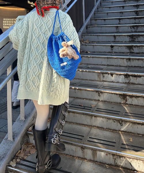 Alley Tokyo デイバック リュック カギ針あみニット巾着リュック