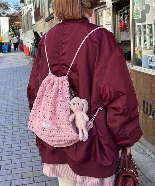 Alley Tokyo デイバック リュック カギ針あみニット巾着リュック