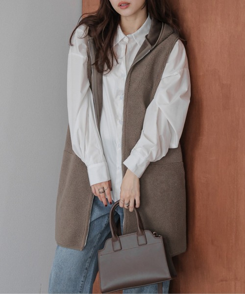 ベスト ジレ リバーシブル フーディージレ レディース : ZOZOTOWN