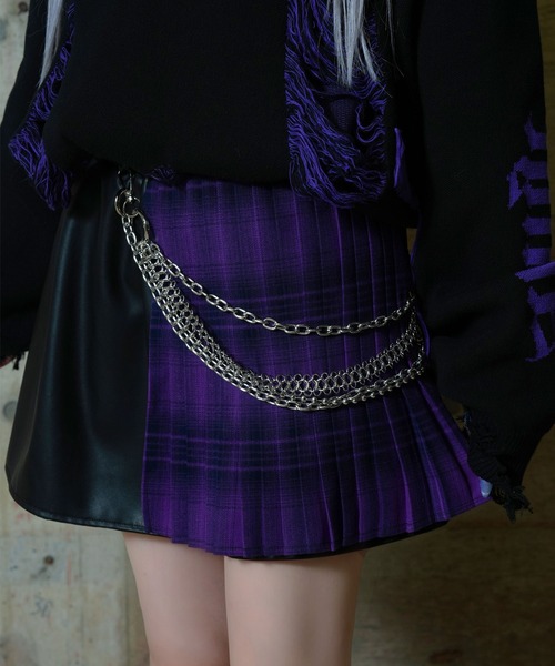 Amilige（アミリージュ） スカート PUバイカラーチェーンベルト付き