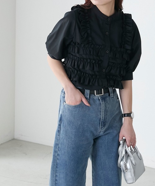 BONLECILL（ボンルシール） ブラウス シャツ フリルビスチェドッキング