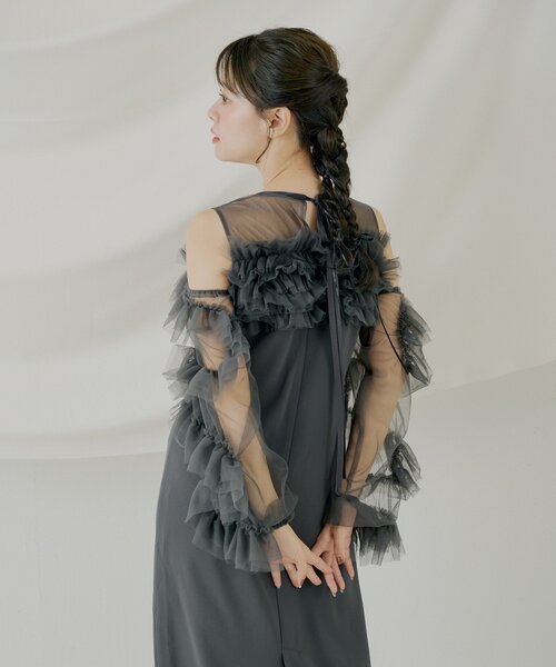 Chico（チコ） ドレス 「SALON by Chico」フリルデザインタイトロング