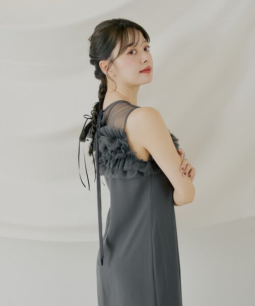 Chico（チコ） ドレス 「SALON by Chico」フリルデザインタイトロング