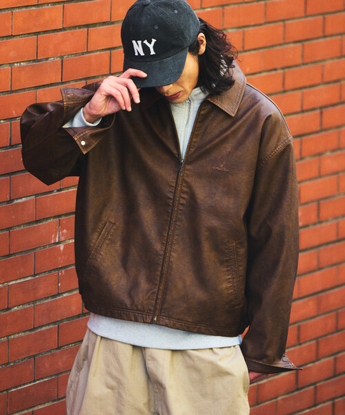 NAUTICA（ノーティカ） ブルゾン アウター フェード加工 レザレッド