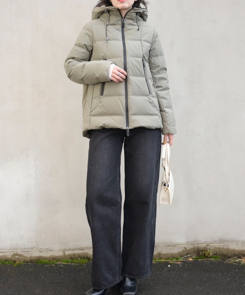 ＆HALF ダウンコート ダウンジャケット バイカラーシームレスダウン