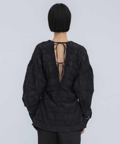 CLANE（クラネ） ブラウス シャツ 「CLANE/クラネ」SHEER CHECK TUCK