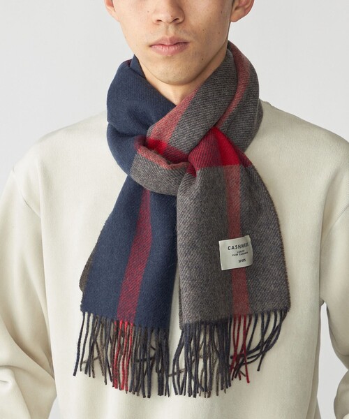 SHIPS（シップス） マフラー SHIPS: カシミヤ ダブルフェイス チェック