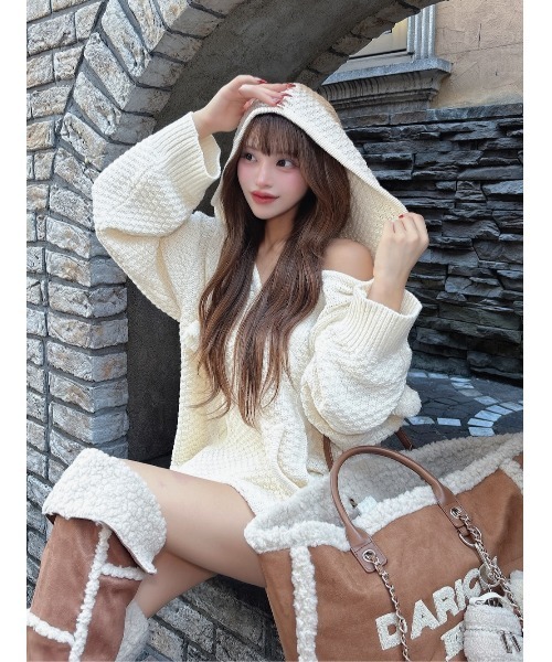 Darich ケーブルDDロゴVネックニットフーディ ダーリッチ Darich