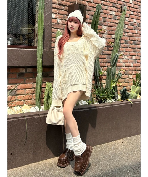 Darich（ダーリッチ） パーカー ケーブルDDロゴVネックニットフーディ