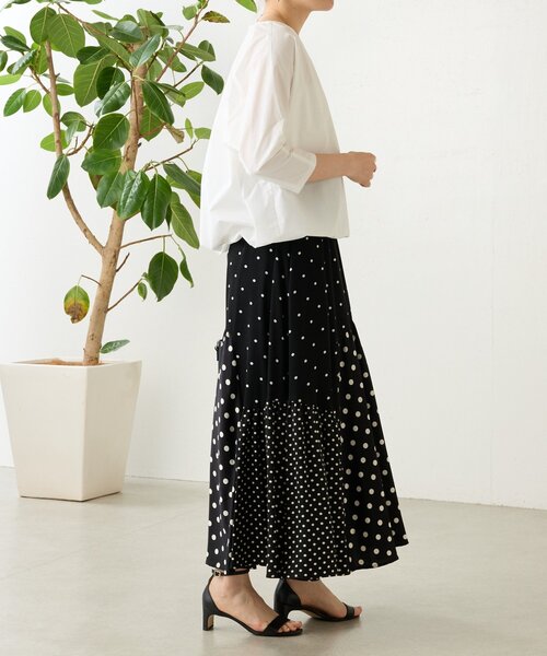 BEARDSLEY（ビアズリー） スカート ドットパッチワークロングスカート