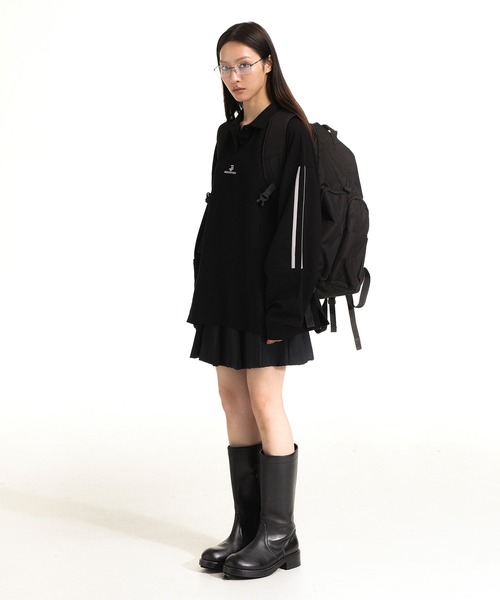 MASONPRINCE ポロシャツ オーバーサイズ 袖ライン ゲームシャツ ロング