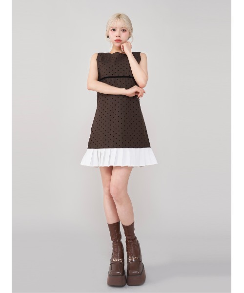 Darich（ダーリッチ） ワンピース フロッキードットノースリミニ