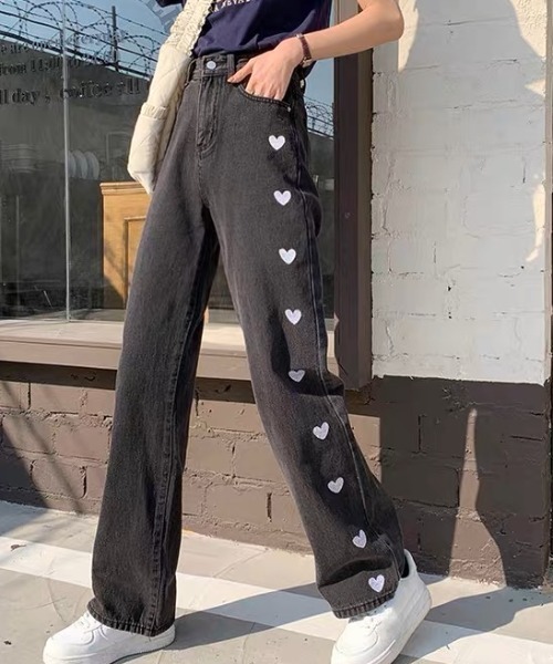 DIAVEL ジーンズ デニム デニムパンツ ハート刺繍デニムパンツ