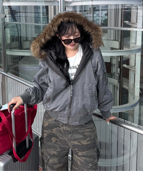 ma1 ma-1 3wayフェイクファーフードMA1 メンズ レディース : ZOZOTOWN