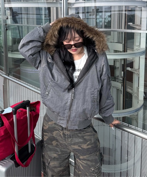 ma1 ma-1 3wayフェイクファーフードMA1 メンズ レディース : ZOZOTOWN