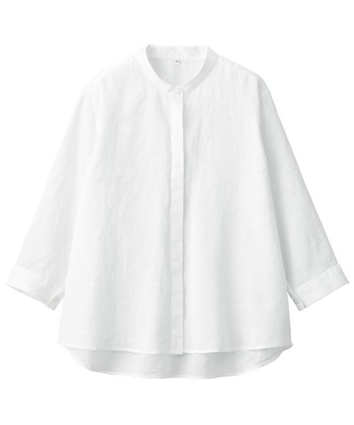 無印良品（MUJI） ブラウス シャツ 婦人 リネン 洗いざらしスタンド