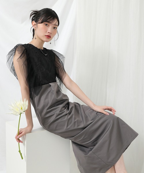 Kana ドレス コード刺繍 フレアノースリーブ パーティー ドレス 結婚式