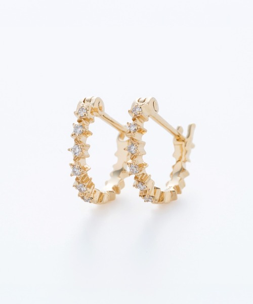 sowi ピアス K10YG ダイヤモンド スターダスト フープピアス（S