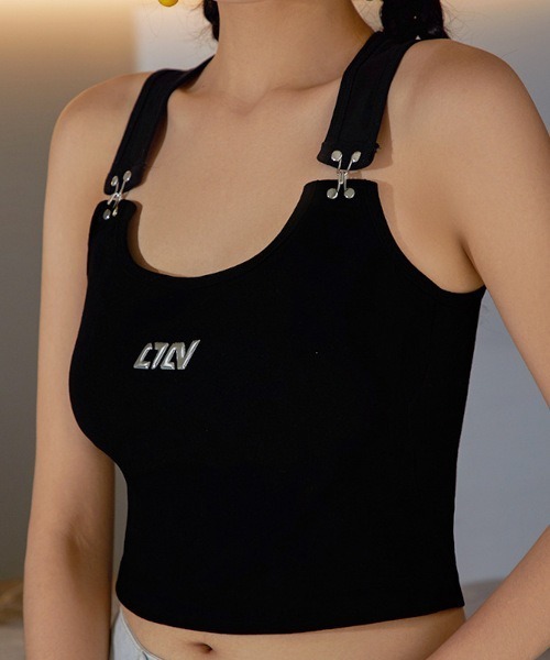 B.I.D. タンクトップ ノースリーブ 「ワンポイントY2K ON/カップ付き