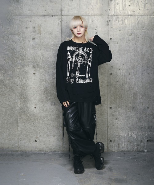 Amilige（アミリージュ） tシャツ ダメージガーゼトップス レディース