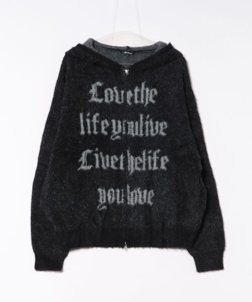 Revo. パーカー Y2K グランジ ロゴジャガード シャギーニット ダブル