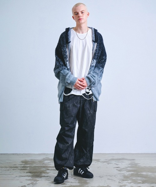 Revo. パーカー Y2K グランジ ロゴジャガード シャギーニット ダブル