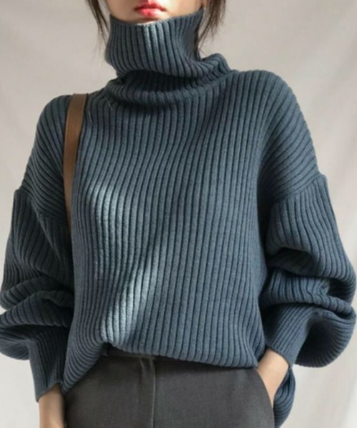 Diosfront ニット ビッグシルエット タートルネックプルオーバー