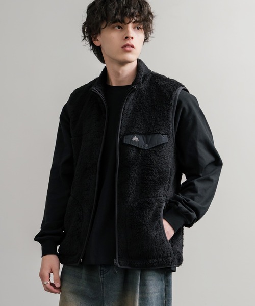 LOGOS（ロゴス） ベスト ジレ 裏地付きシャギーボアフリースベスト