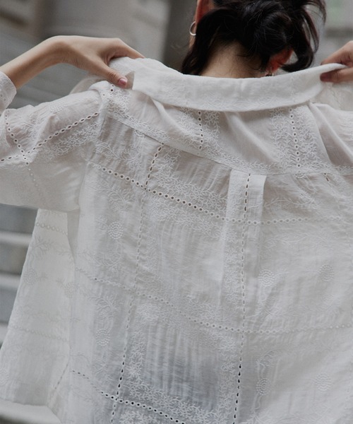 hellam（ヘラム） ブラウス シャツ カットワークレースシャツ