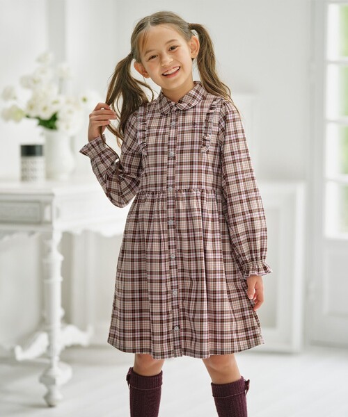 組曲（KUMIKYOKU） ワンピース 「110-140cm」リセチェックシャツ