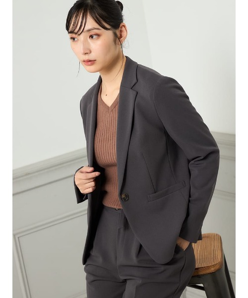 セットアップ 「冬から春対応」洗える レディース テーラード パンツ