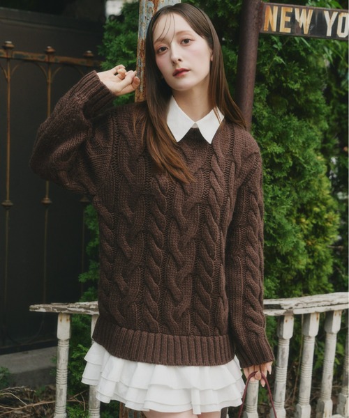 Olu.（オルドット） ニット セーター フリルレイヤードケーブルニット