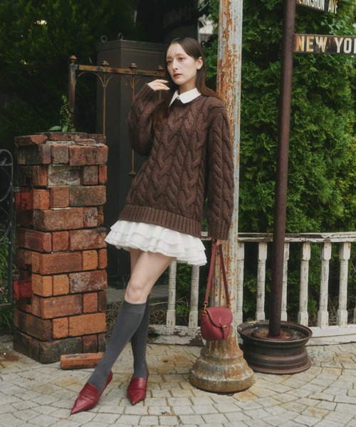 Olu.（オルドット） ニット セーター フリルレイヤードケーブルニット