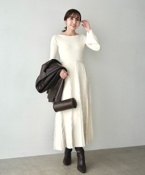 anuans（アニュアンス） ワンピース モヘアプリーツニットワンピース