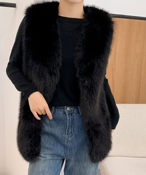 LOWO ベスト ジレ フェイクファー ジレ レディース : ZOZOTOWN Yahoo