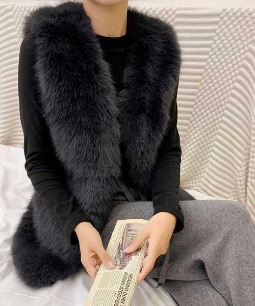 LOWO ベスト ジレ フェイクファー ジレ レディース : ZOZOTOWN Yahoo