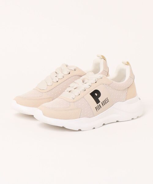 PINK HOUSE（ピンクハウス） スニーカー Pロゴプリントチュール使い