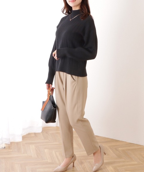 美品 ノーブル バルーンスリーブニット ハイネック キレイ見え 美