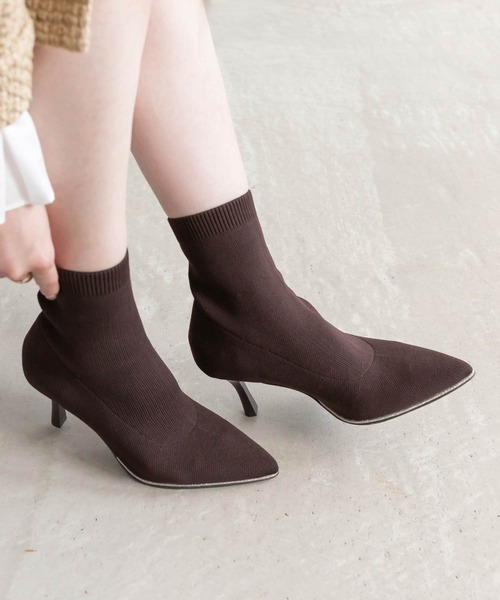 RANDA（ランダ） ブーツ グリッターラインニットソックスブーツ