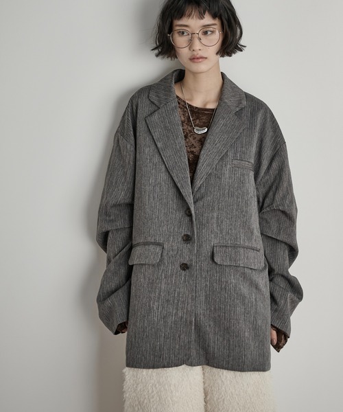 THE Yon ジャケット テーラードジャケット ヘリンボーンタックスリーブ