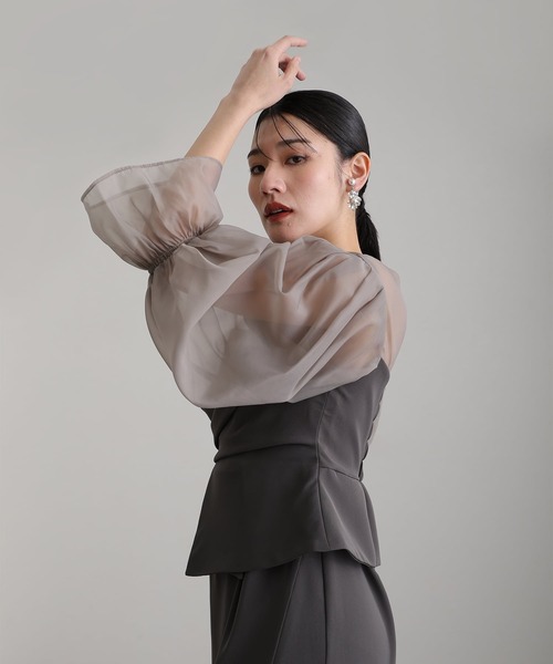 atlo（アトロ） ドレス 袖あり＆ミモレ丈同窓会ドレープビスチェ