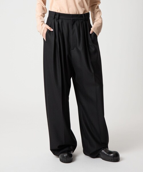 6 パンツ 「6(ROKU)」ウール タック パンツ 25FW レディース