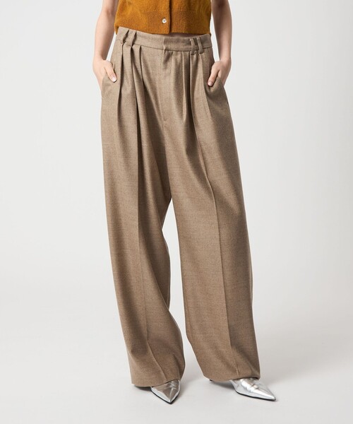 6 パンツ 「6(ROKU)」ウール タック パンツ 25FW レディース